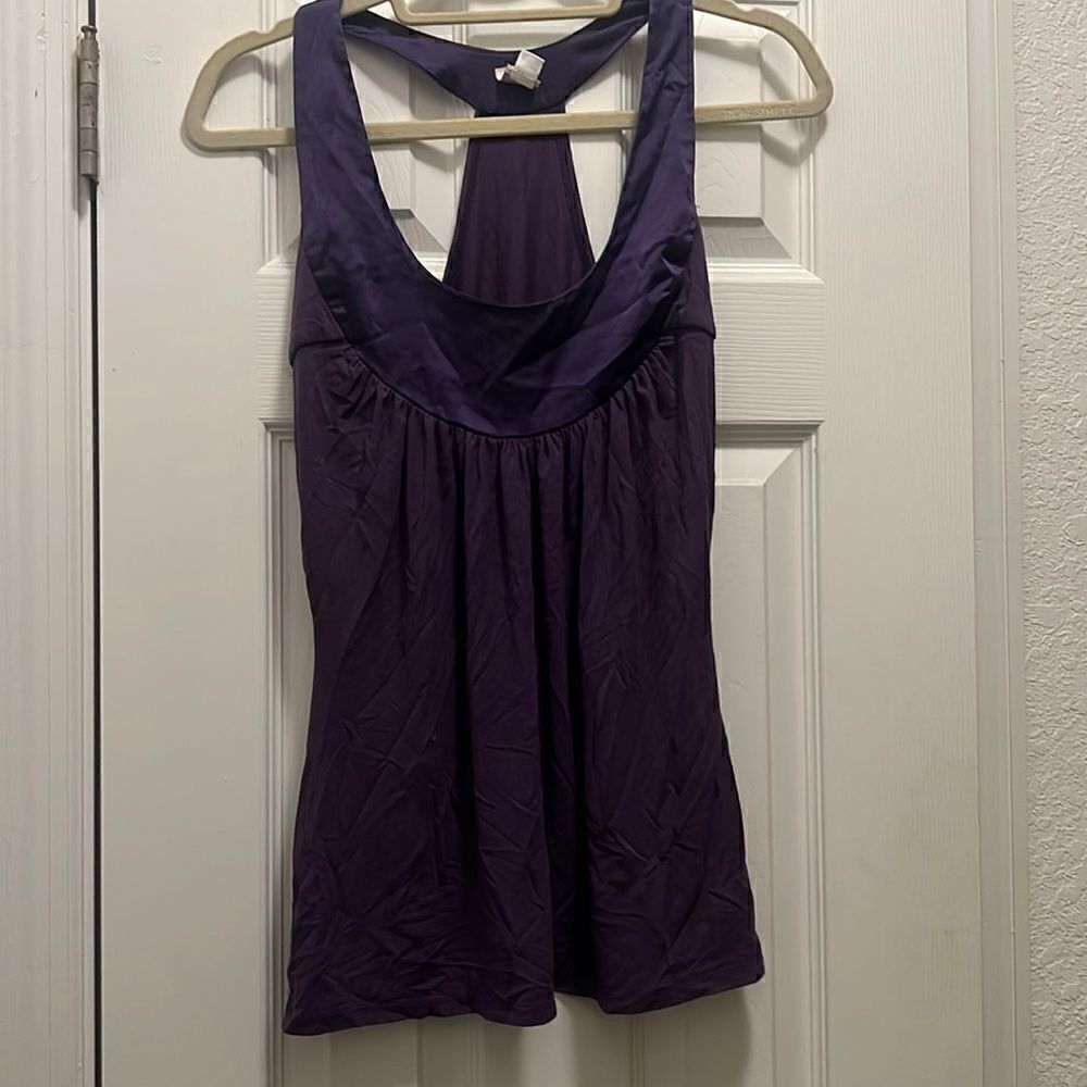 Purple Sleeveless Top - Silk Deep Purple Size Medium Top